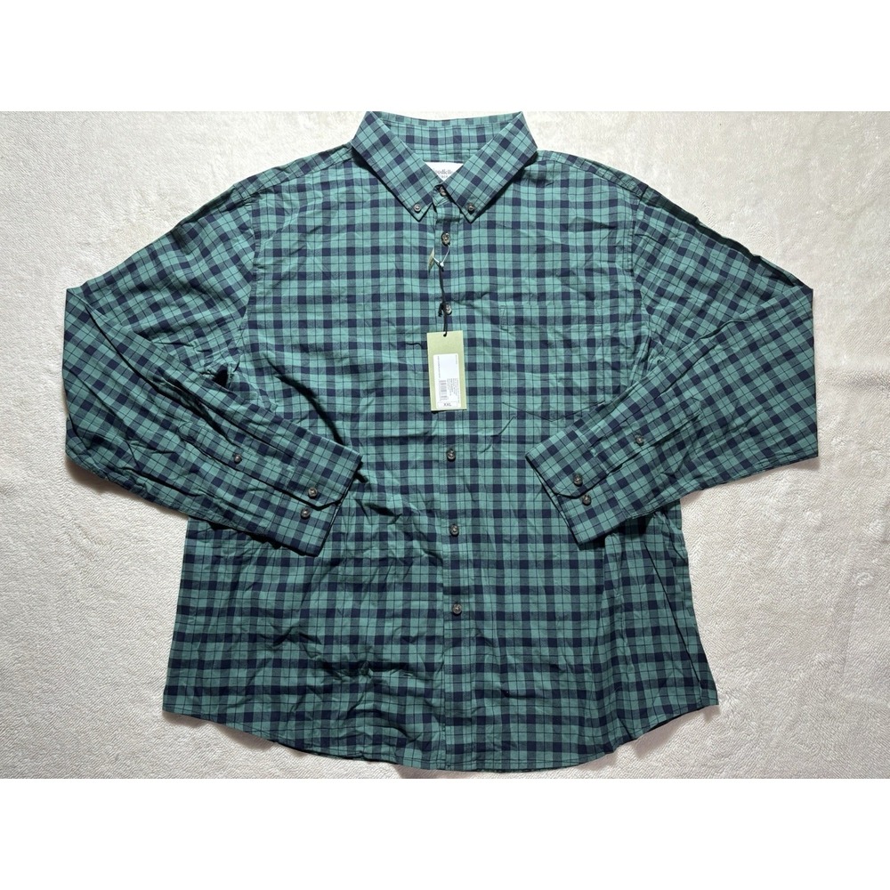 New Green Checkered Button Down Long Sleeve Shirt Size XXL Goodfellow&Co